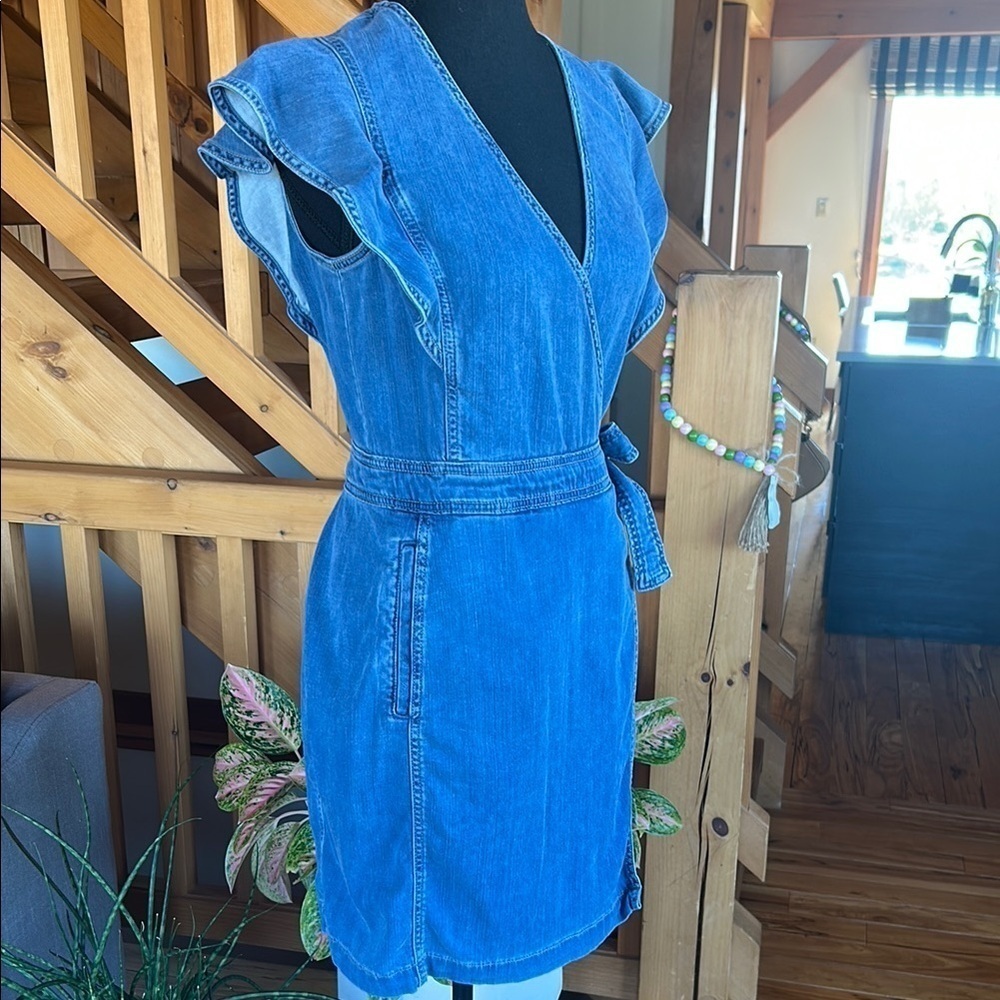 White House Black Market Blue Wrap Tie Front Mini Dress - Picture 4 of 12